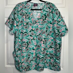 Koala Print Scrub Top
